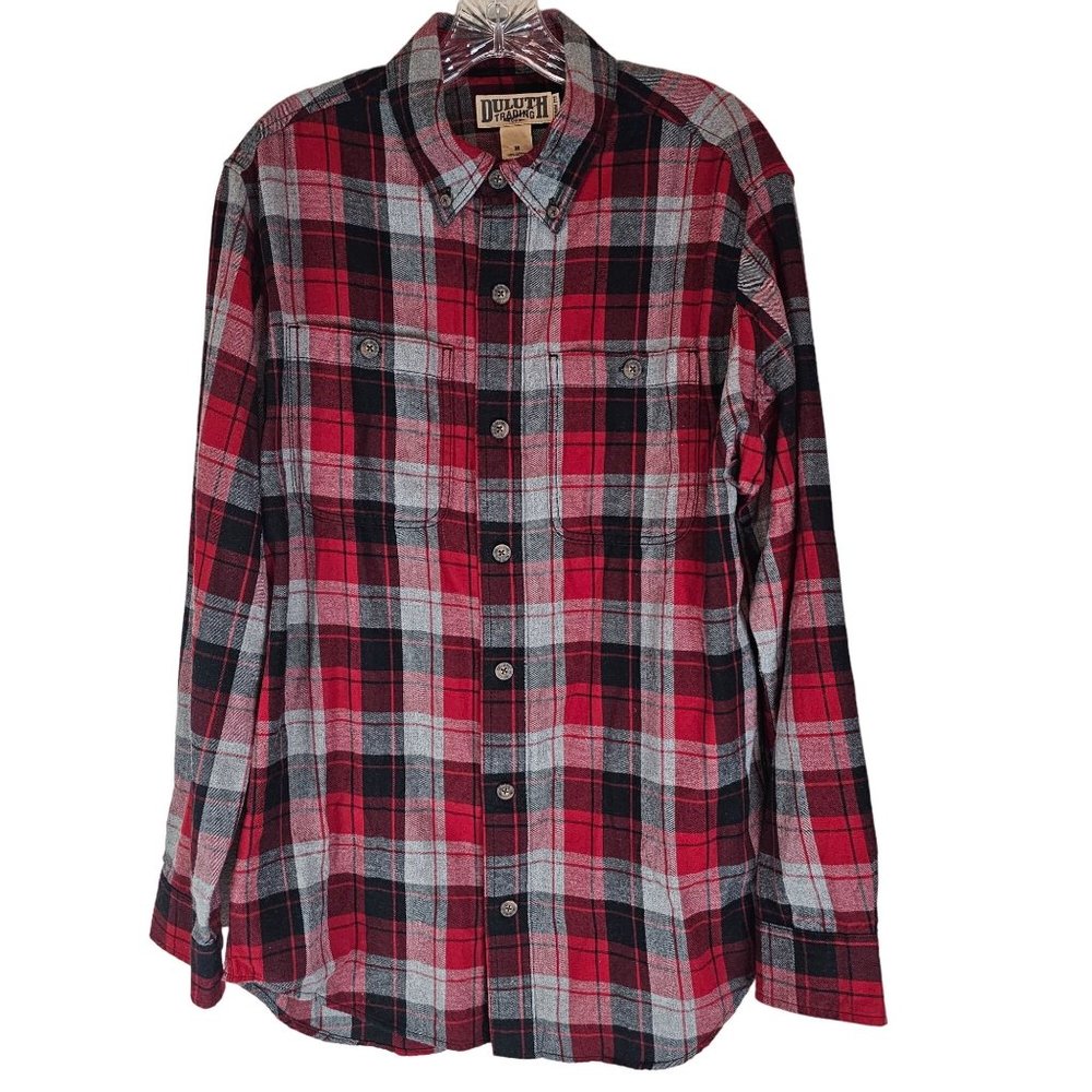 Duluth Trading Co Mens Size Medium Trim Fit Flannel Shirt Button Down Plaid